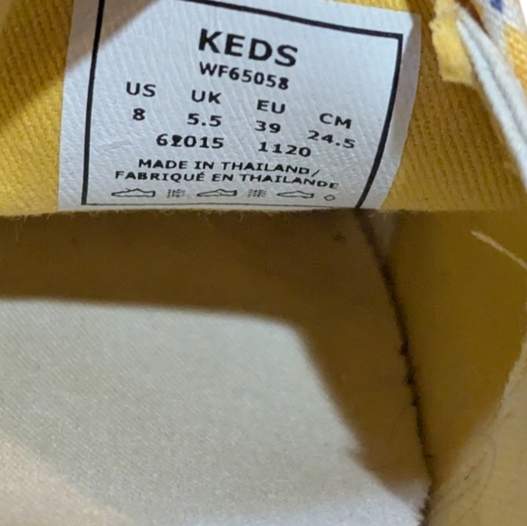 KEDS Double Decker Yellow Floral Slip-On Canvas Sneakers Women Shoes Size 8 - Picture 6 of 7